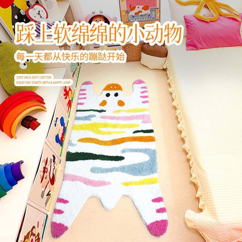卡通趣动滑植910绒地垫吸水防卡通簇绒地毯卧室地物萌毯