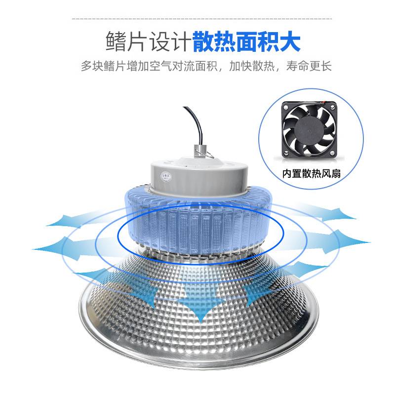 led鳍片工矿灯工厂灯仓库灯车间照明灯100W200W大功率超亮天棚灯