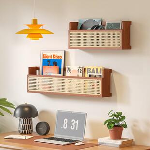 编书书架实木墙上置物架房杂志绘本报墙藤面陈列展ZIX示架壁挂式