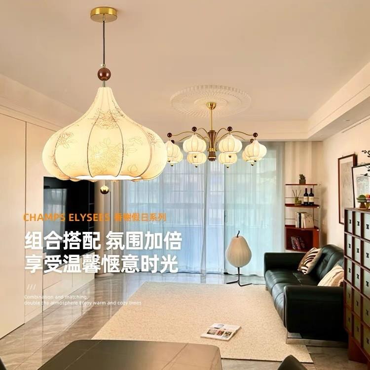 法式中古473餐花艺吊灯复古南布洋美式实木卧室衣帽间厅印吧台栗
