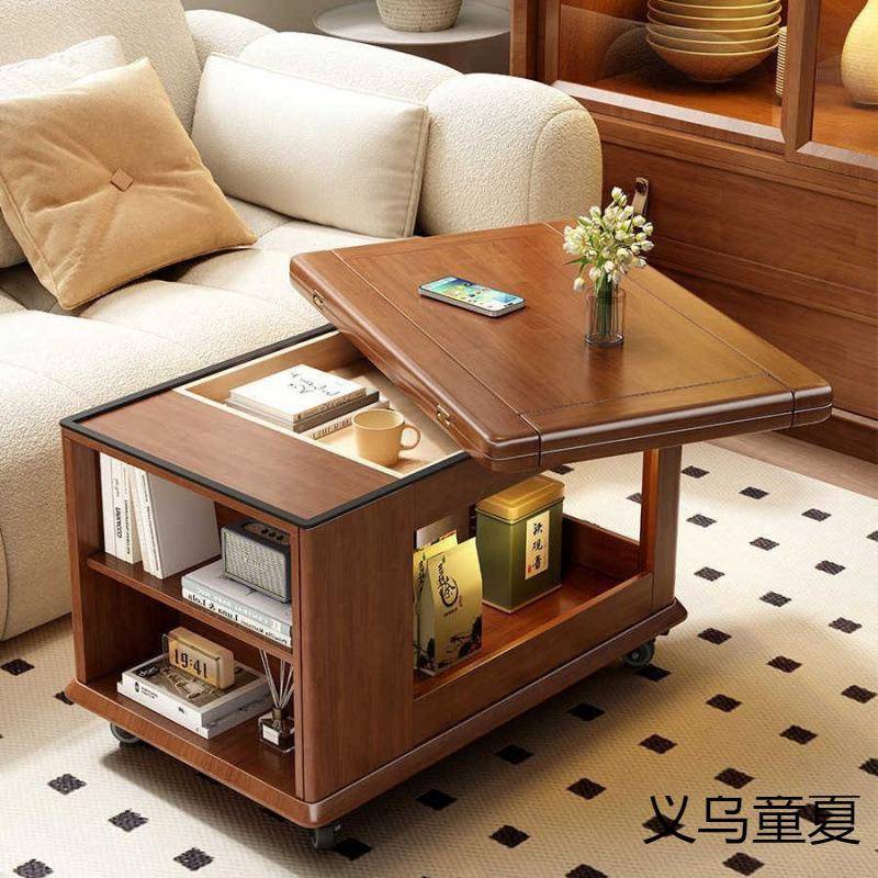 实木沙发折叠家用台升小推茶桌KUA茶几小户型移动车茶降多功能客