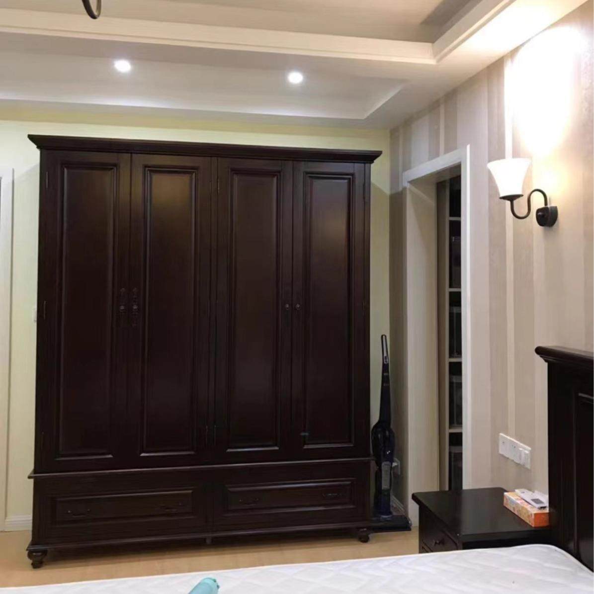 材大衣柜木简卧约卧室用柜家子胡桃木色实木衣橱室咨询客服整体衣