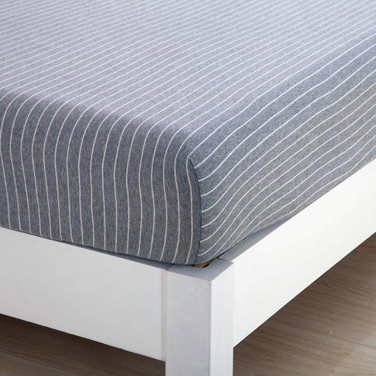 S58纯棉针织8棉419床笠薄垫1.5全棉床笠天棉床单竺1.51.38m条纹纯