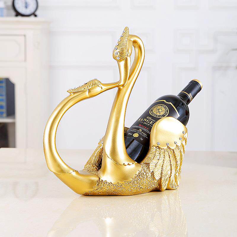 现代轻奢式天鹅摆件KTV红酒架酒柜客厅家摆居欧装饰品酒400店树脂