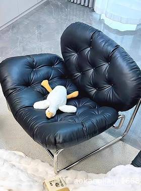 单人沙发小TPN懒型卧室可躺可睡休闲椅子中久坐舒服黑色户古人沙