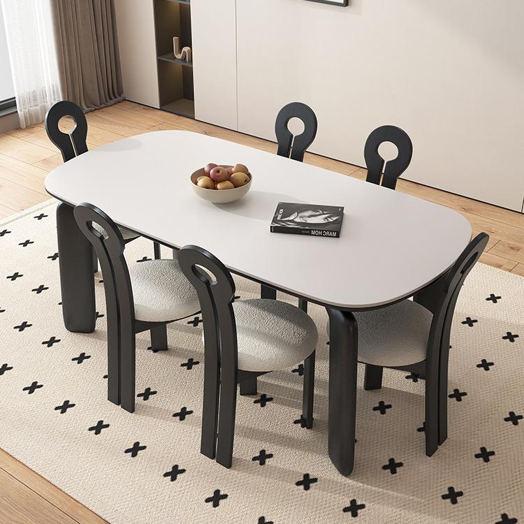 中古风实木餐桌2025新款岩木板美式椅CPL黑色实系日式复古奶油客