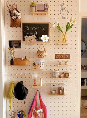 实壁洞洞D制墙上置物架挂板装HTB饰客面厅隔板挂收纳墙木木质书架