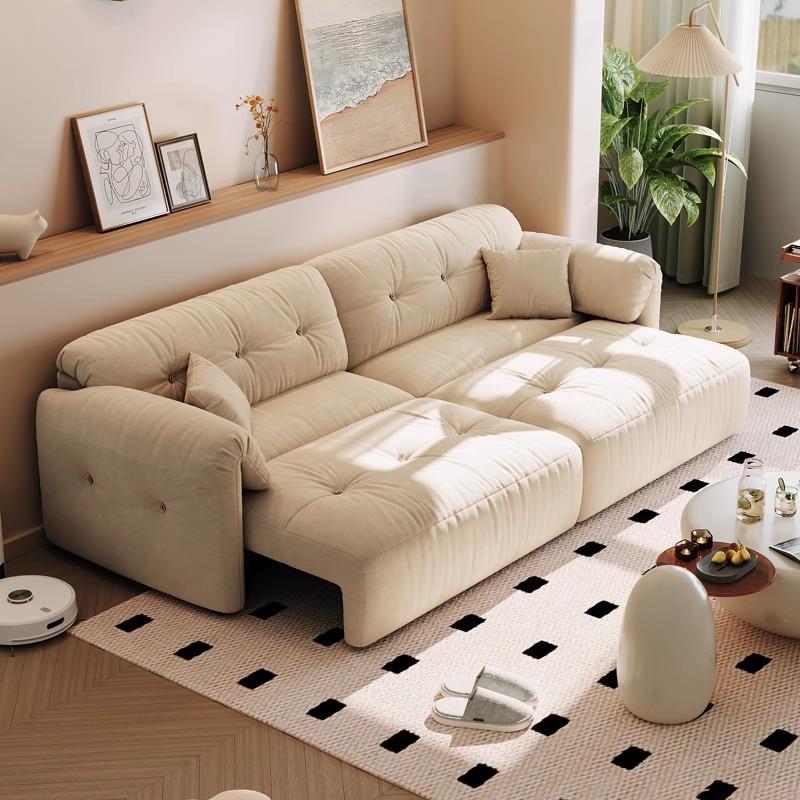 225897新沙款包能邮云朵电动发0客厅简约布艺懒人多功猫抓布沙发