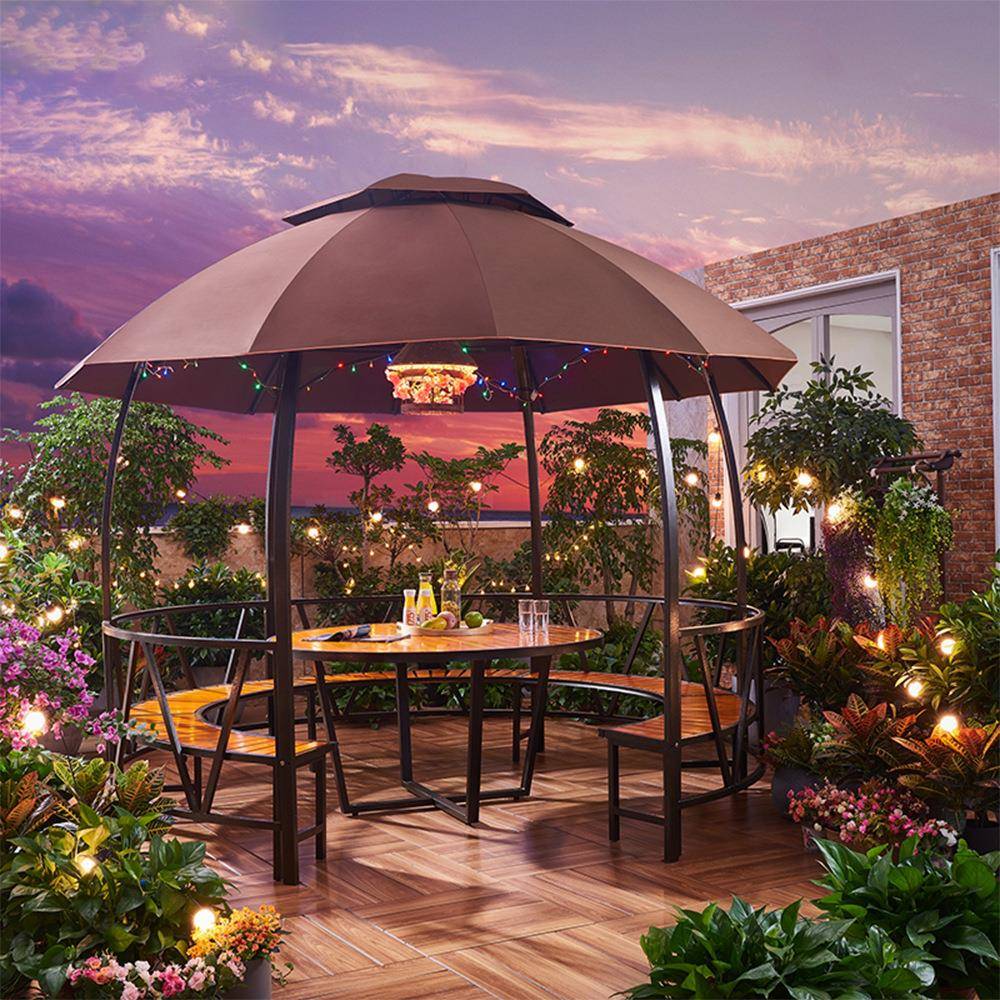 户外亭158雨亭庭凉院外遮阳棚花园遮露台圆形休室闲亭茶水亭简易