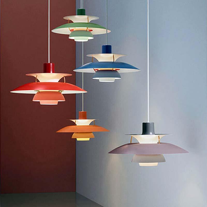 吊灯设计卧室民宿简约现代餐厅吧台彩色北欧PH5丹麦网红飞碟吊灯