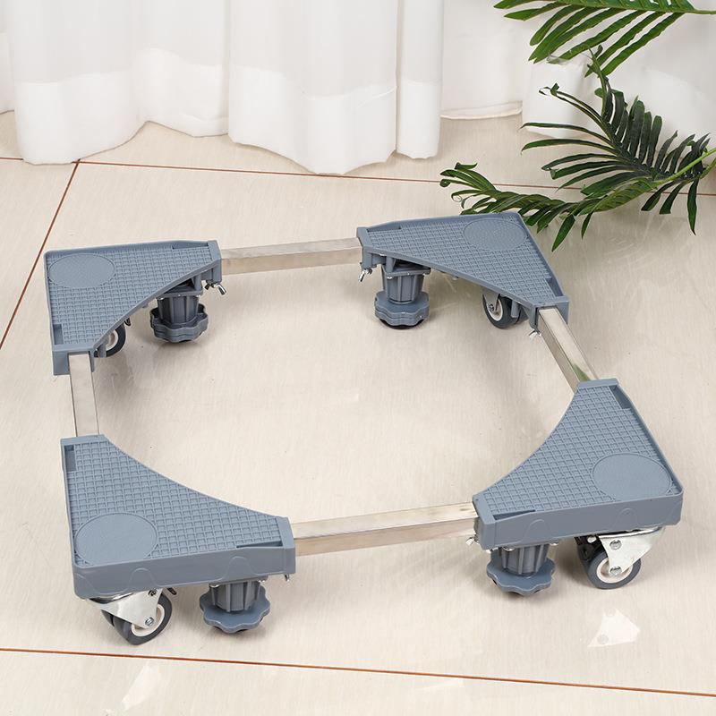 跨境冰箱底座四轮四脚不锈钢可移动洗衣机移动架阳台加厚置物架