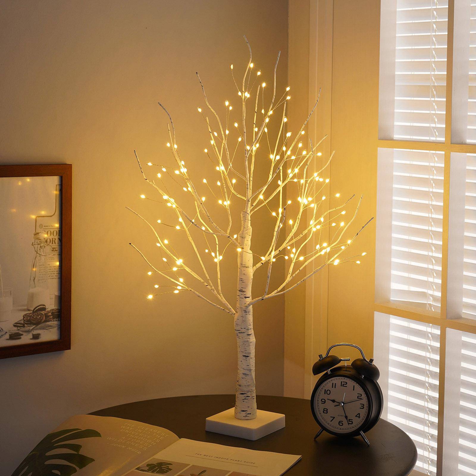 跨境铜丝灯白桦树树室内家居装饰灯派对场景布置景观发光仿真树