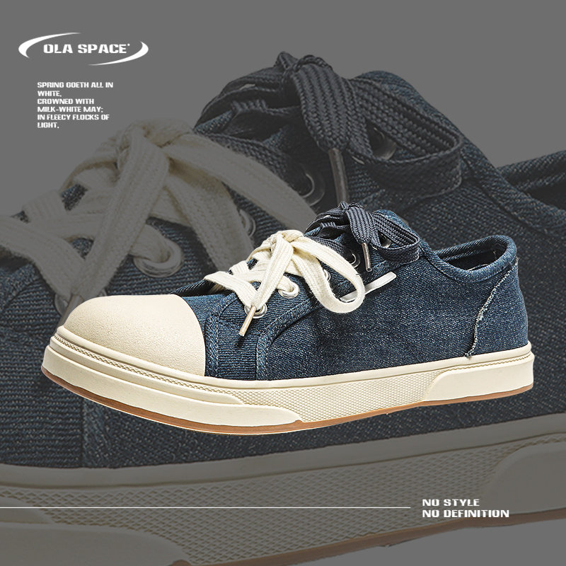 小众大头帆布鞋男款青少年厚底增高休闲鞋子男士学生百搭透气男鞋