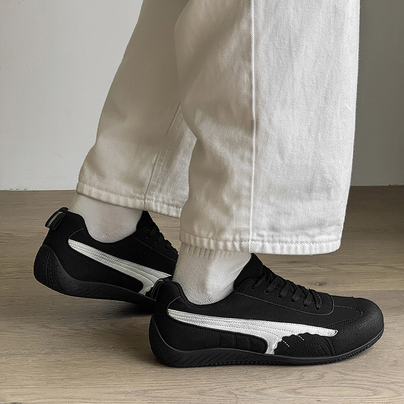 复古赛车鞋青少年阿甘鞋男士美式德训鞋男款学生休闲运动黑色男鞋