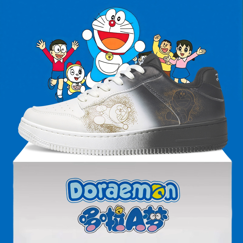 哆啦A梦青少年板鞋男款2025新款情侣款透气空军一号运动休闲鞋子