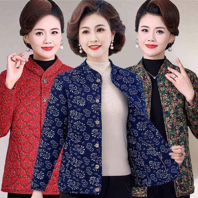 中老年妈妈碎花小棉衣冬装居家