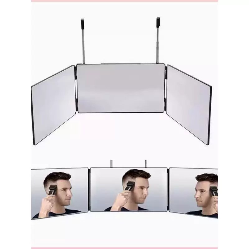 三面镜自助理发后视悬挂伸缩剪发自己理发镜子大号折叠梳妆化妆镜