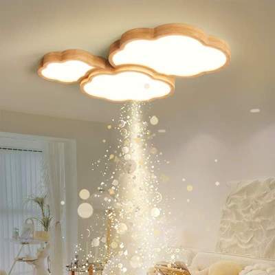 2025年新款全光谱原木风系列云朵吸顶灯北欧创意原木客厅主灯