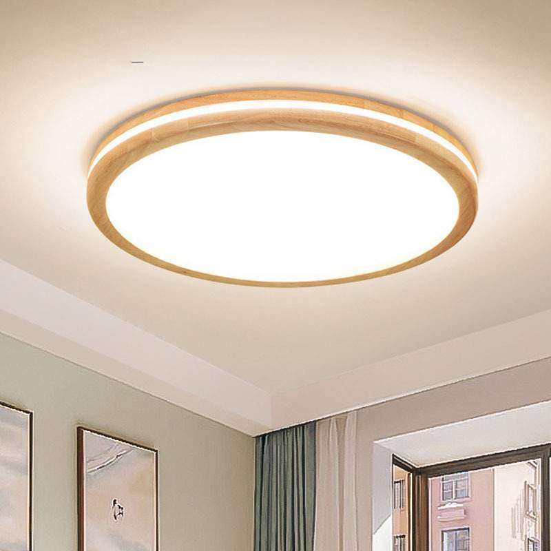 北欧实木客厅灯简约圆形室内灯吸顶灯原木LED可调光书房间卧室灯,3C数码配件,USB灯,淘宝优惠券,粉丝福利购,淘宝优惠卷