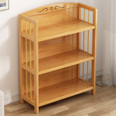 楠竹书架简易储物收纳架厨房置物架实木客厅儿童学生多层书柜落地