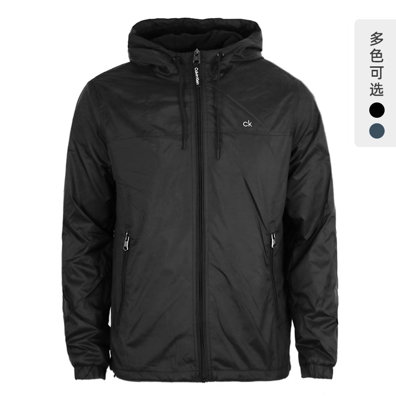 Calvin Klein 新款 CK 男士连帽加绒夹克 户外防风梭织风衣外套