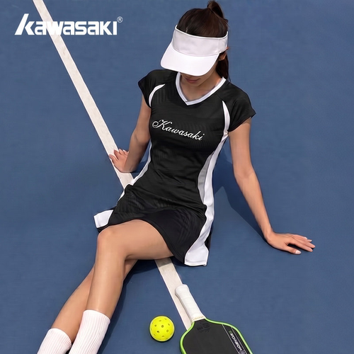 川崎V领短袖速干透气匹克球服