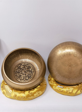 尼泊尔佛音碗铜颂钵佛音钵盂w手工铜磬摆件瑜伽冥想音疗钵平底款