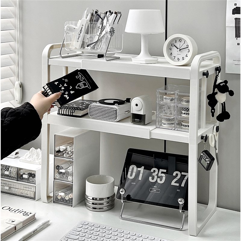 桌面增高a架学生宿舍多层置物架书桌伸缩书架办公室电脑文具收纳