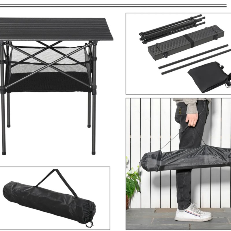 折叠桌户外便携式长方形野餐烧烤露营桌K超轻简易铝合金摆摊桌子