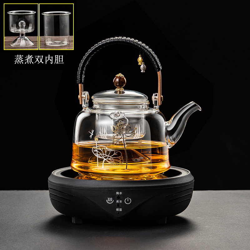 玻璃煮茶壶蒸茶器提梁煮茶器全自动电陶炉套装家用烧水Z泡茶养生
