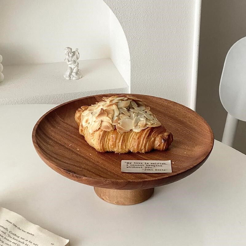 复古木质高脚盘客厅茶几家用w水果点心零食盘蛋糕托盘甜品台展示