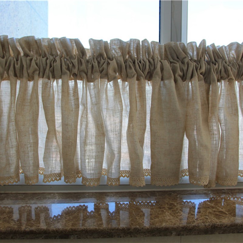 外贸 窗帘成品k麻布卫生间厨房半帘短帘门帘房间小窗帘帘头成品