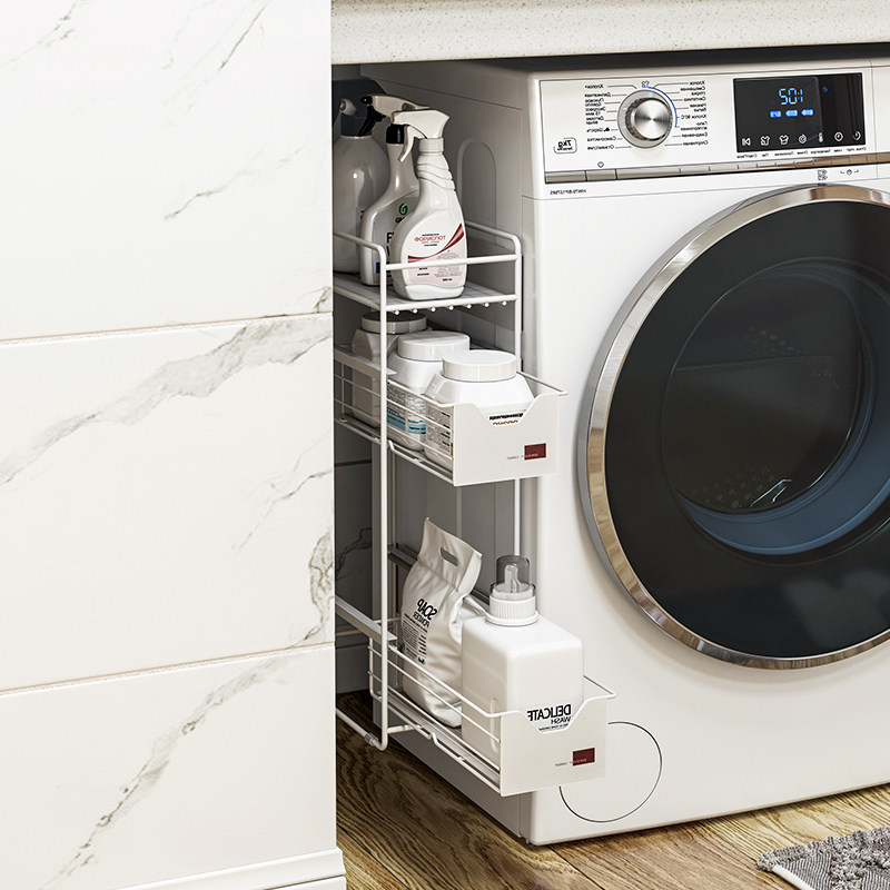 抽拉式洗衣机置物架侧p边磁吸挂式洗衣液缝隙夹缝收纳架免打孔挂