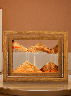 创意流沙画沙漏摆件可翻转客厅玄关装饰品L桌面相框办公室轻奢礼