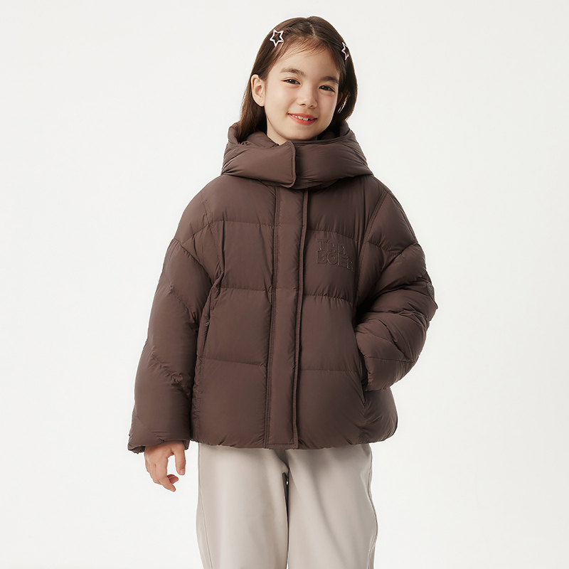 坦博尔25年新款泡芙儿童羽绒服中大童可脱卸帽男女童轻盈舒适外套