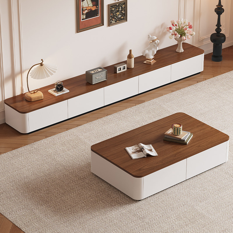 电视柜客厅家用2025新款小户型轻奢高级感实木落地茶几电视柜组合