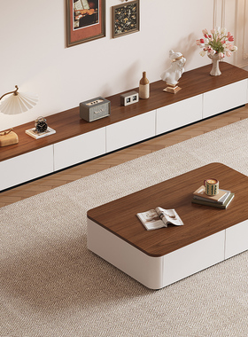 电视柜客厅家用2025新款小户型轻奢高级感实木落地茶几电视柜组合
