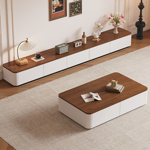 电视柜客厅家用2025新款小户型轻奢高级感实木落地茶几电视柜组合