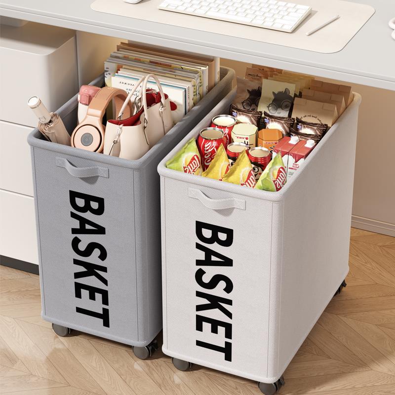 桌下置物架收纳筐办公室工位放包带轮小推车书包移动收纳架整理架