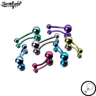 可改色 Shinma欧美风格 阳极氧化钛合金肚脐环 14G内螺纹穿刺饰品