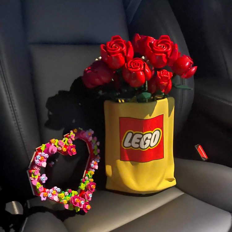 乐花束花瓶积木lego褶皱摆件ins