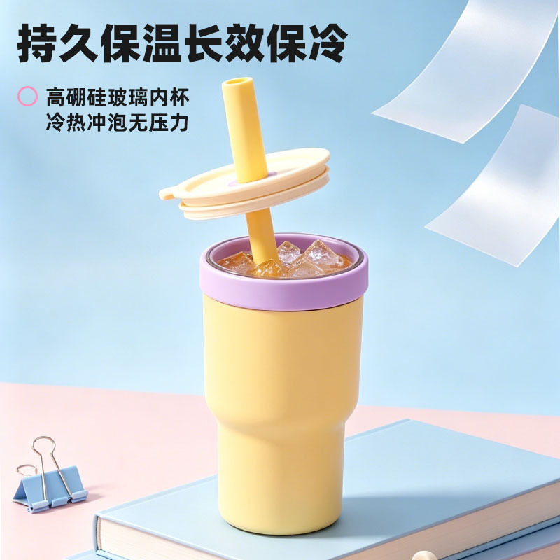 水杯女生保温杯玻璃杯二合一大图片