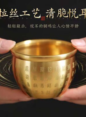 纯黄铜百福缸招财米缸聚财摆件冰箱聚宝盆客厅办公室桌面守财摆件