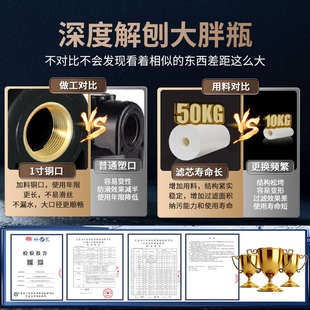 大白瓶前置过滤器家用10寸大胖通用滤芯滤水器1寸口中央水处理器