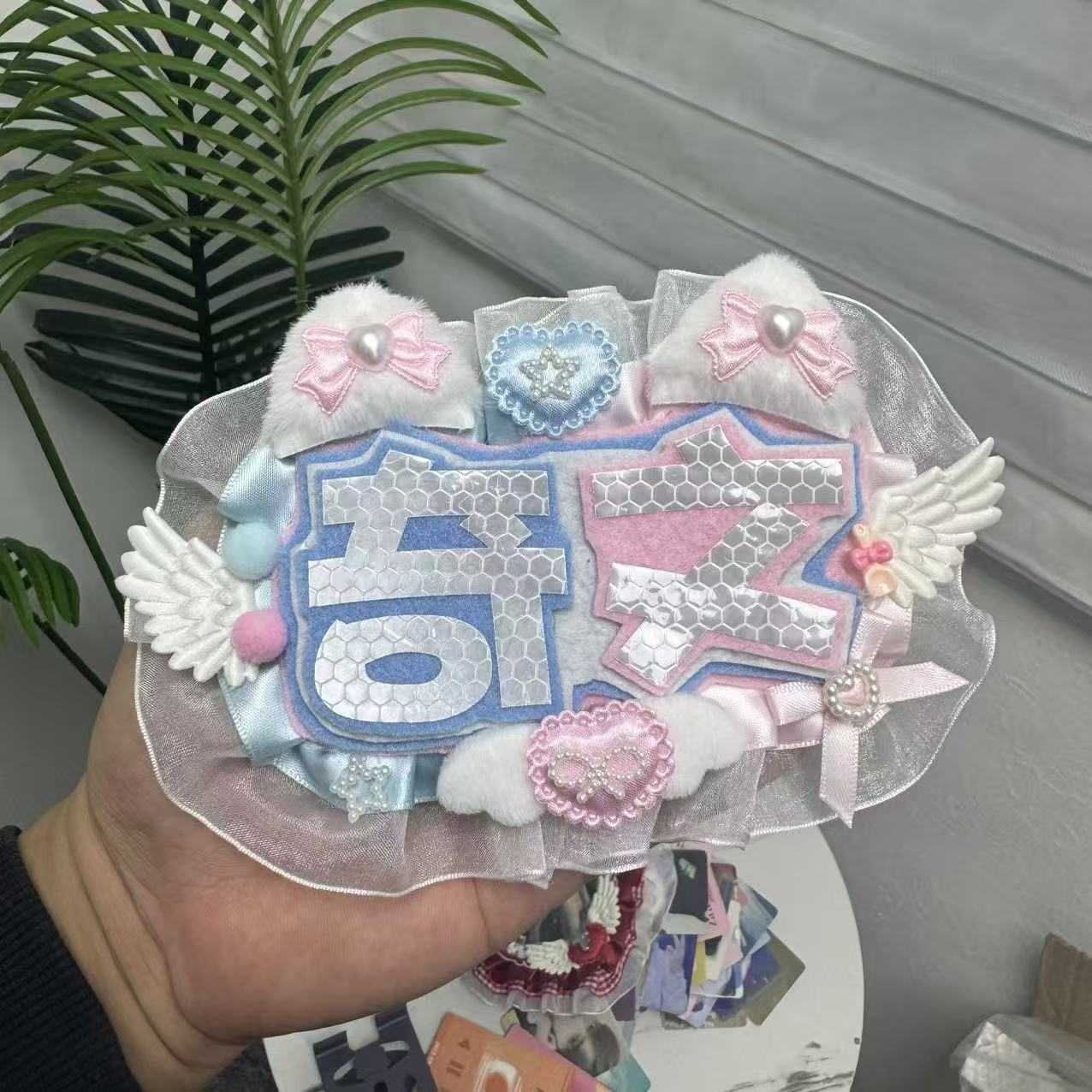 应援姓名牌成品反光不织布书包