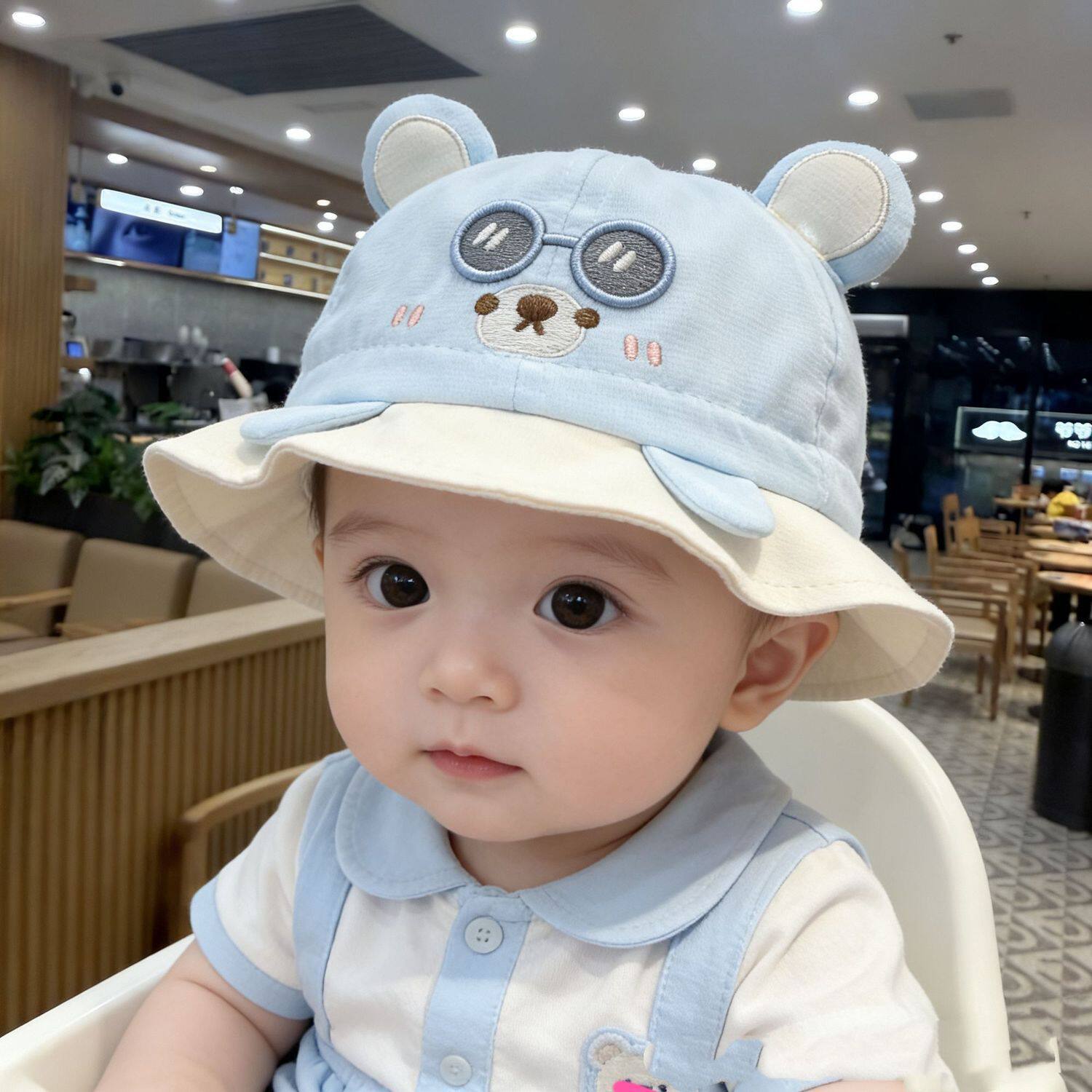 婴儿帽子春秋季薄款宝宝外出防晒遮阳帽婴幼儿可爱儿童渔夫帽盆帽