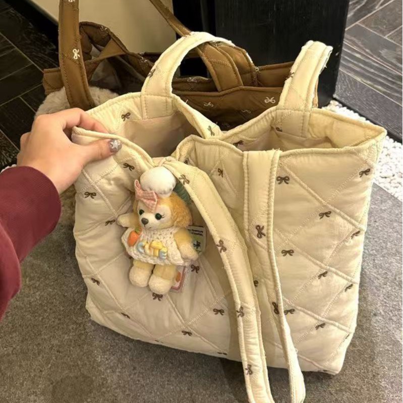 大容量秋冬夹棉包包精致蝴蝶结