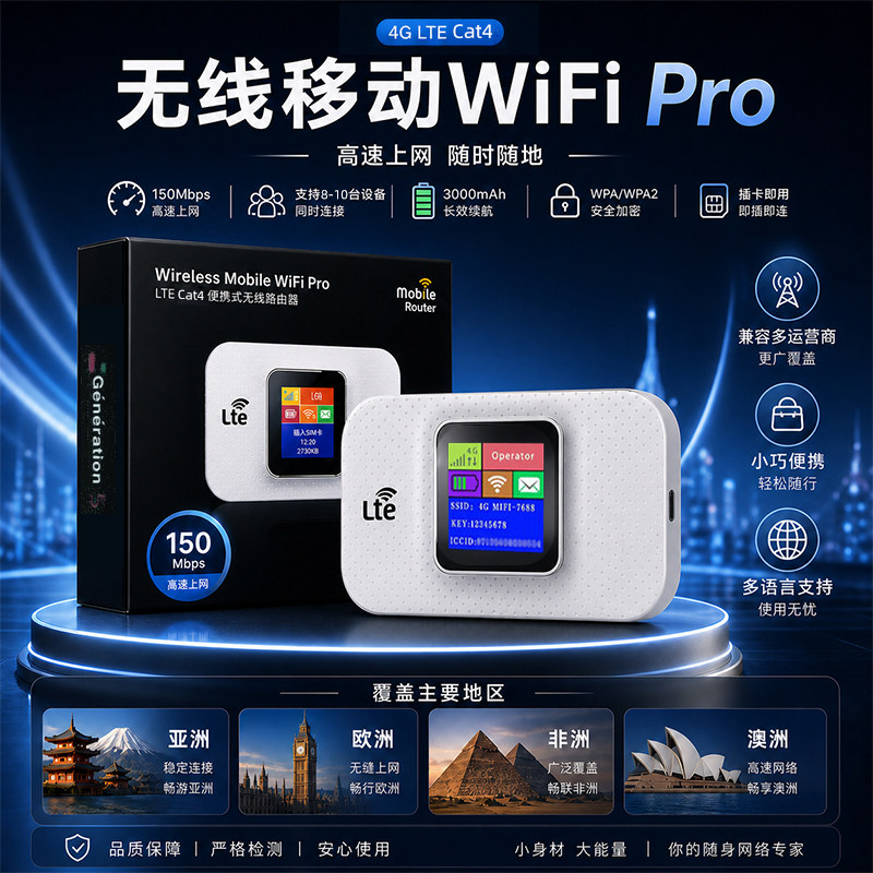 【随身wifi自插卡】国际版无线网络移动wifi自己插卡2026新款官方正品车载旅游手机热点日本泰国韩国欧洲可用