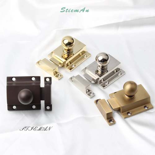 STIEMAN黄铜金色银色明装插销拉手复古法式美式柜门插销锁门闩