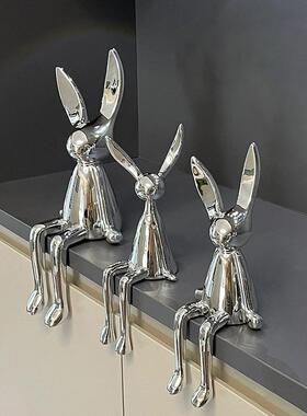 坐姿兔子摆件玄关酒柜电视柜装饰品家居创意卡通长耳兔桌面客厅